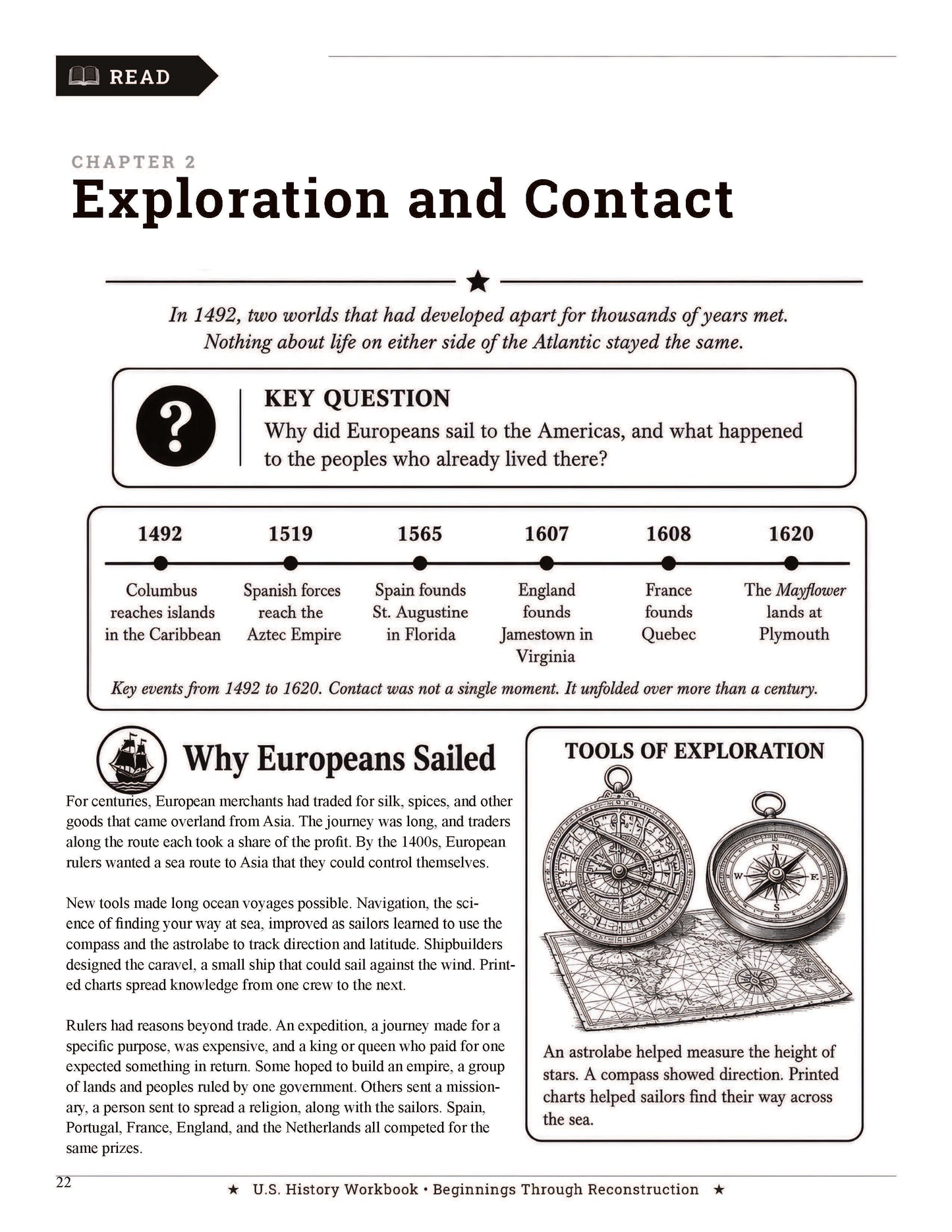 U.S. History Workbook for Grades 5-8: Beginnings through Reconstruction