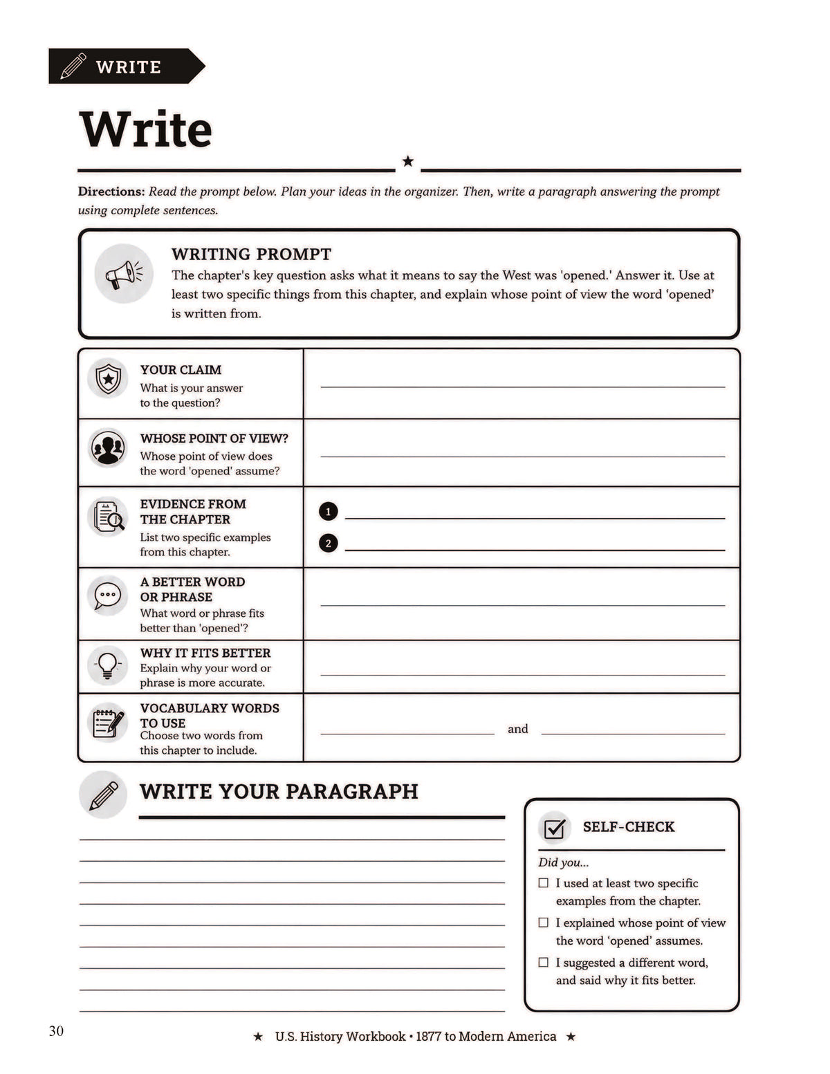U.S. History Workbook for Grades 5-8: 1877 Through Modern America