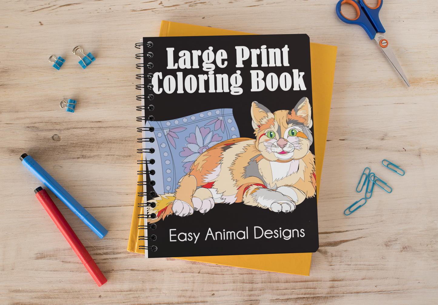 Large Print Coloring Book: Easy Animal Designs