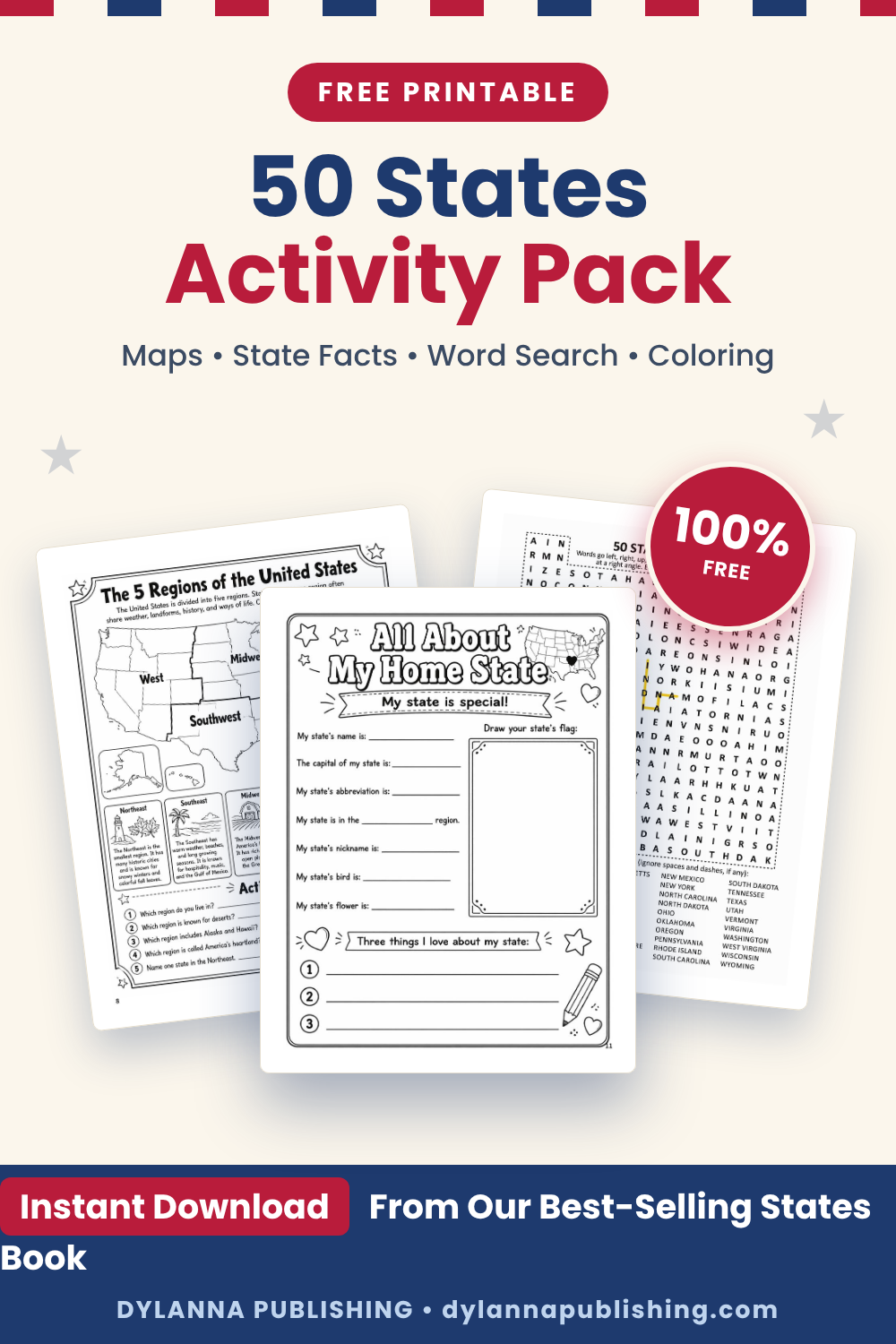 FREE 50 States Activity Pack (Printable PDF)