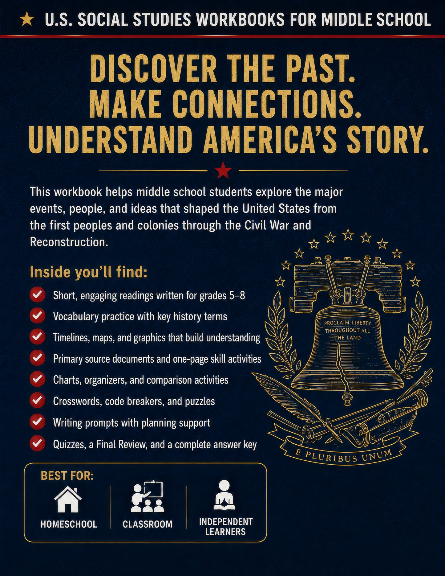 U.S. History Workbook for Grades 5-8: Beginnings through Reconstruction