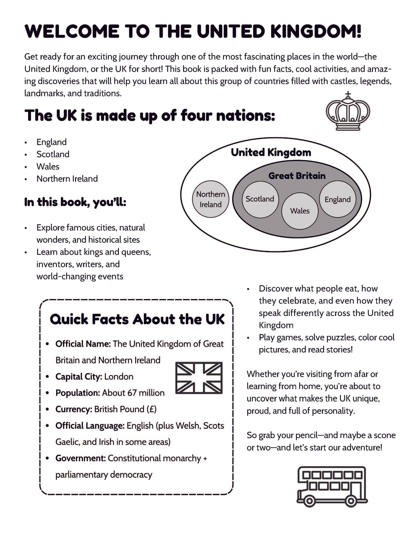 UK Geography Activity Book for Kids