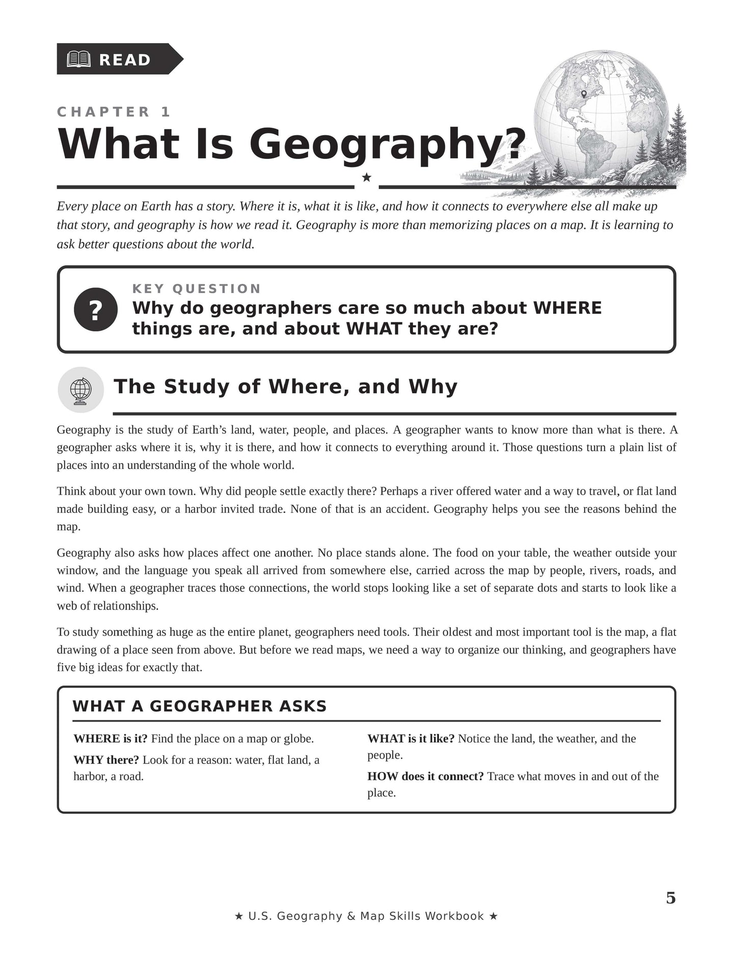 U.S. Geography & Map Skills Workbook for Grades 5-8