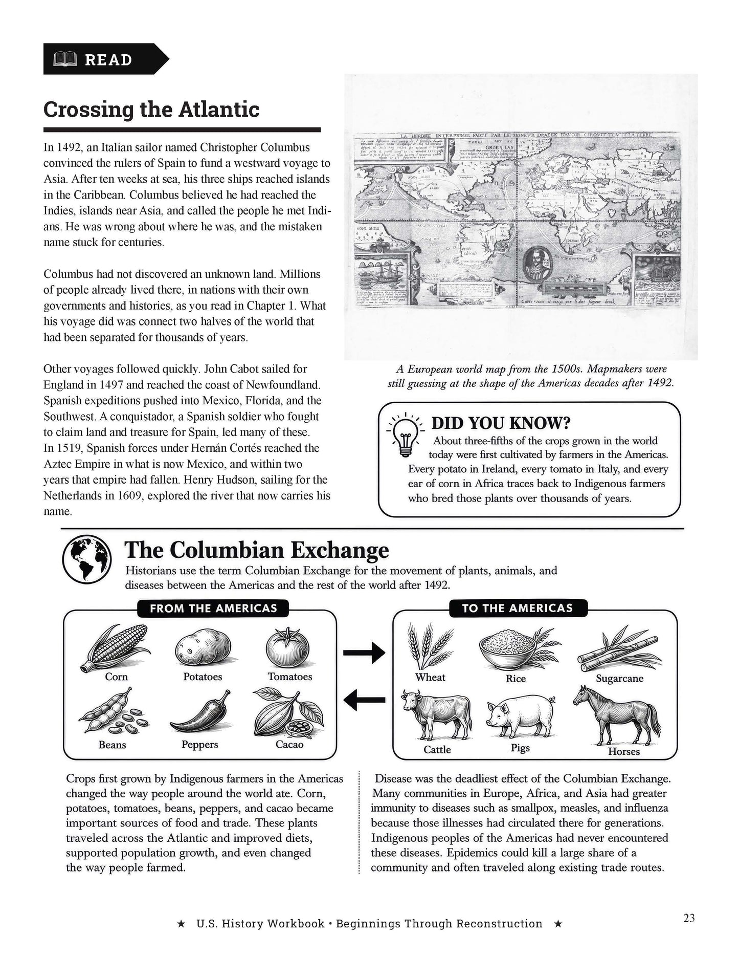 U.S. History Workbook for Grades 5-8: Beginnings through Reconstruction