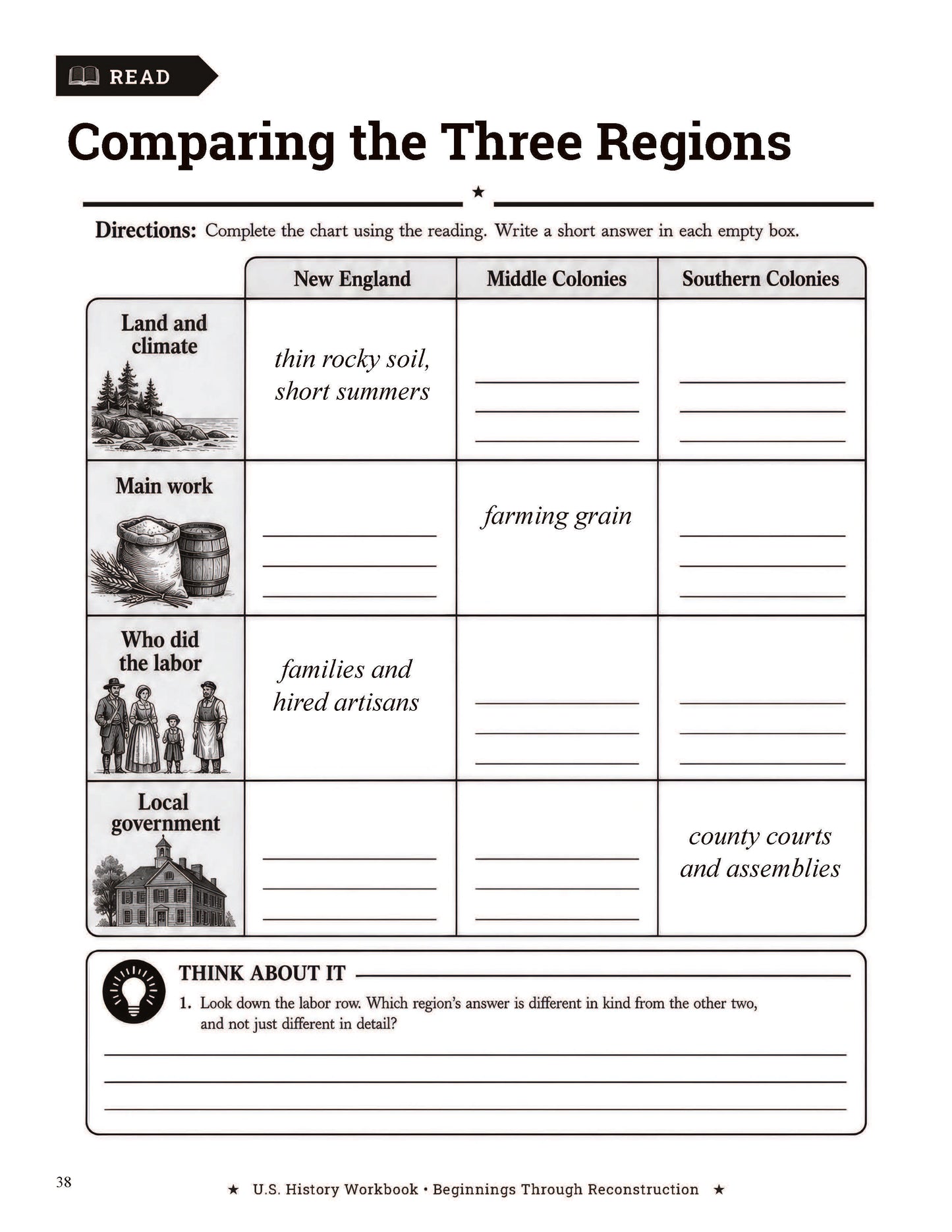 U.S. History Workbook for Grades 5-8: Beginnings through Reconstruction