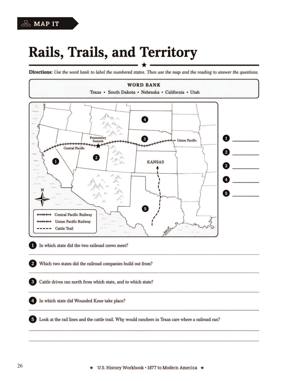 U.S. History Workbook for Grades 5-8: 1877 Through Modern America