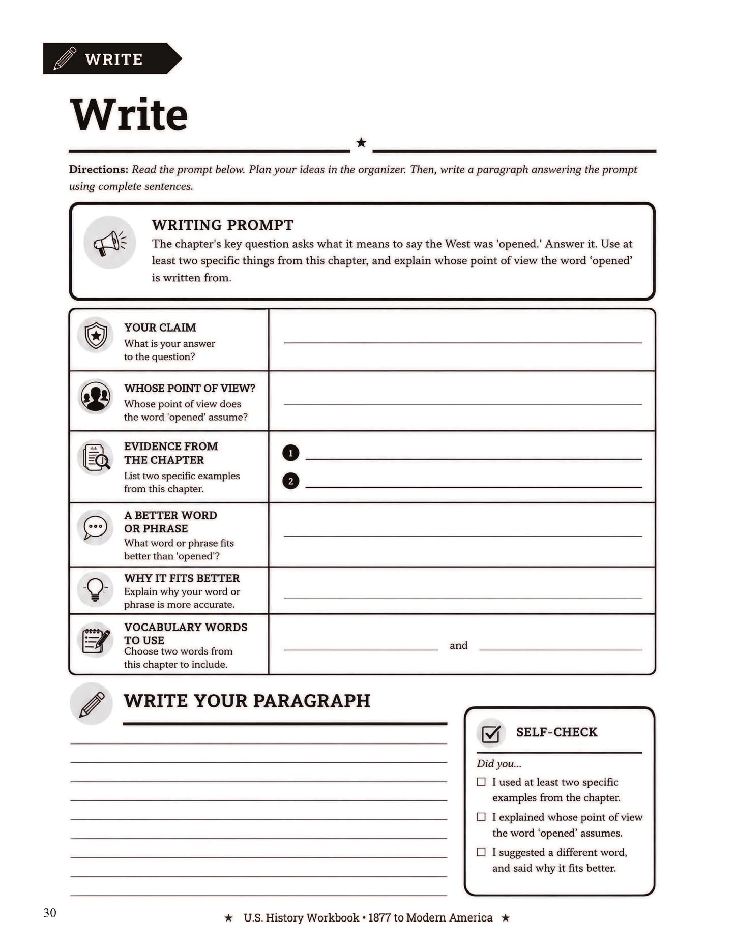 U.S. History Workbook for Grades 5-8: 1877 Through Modern America