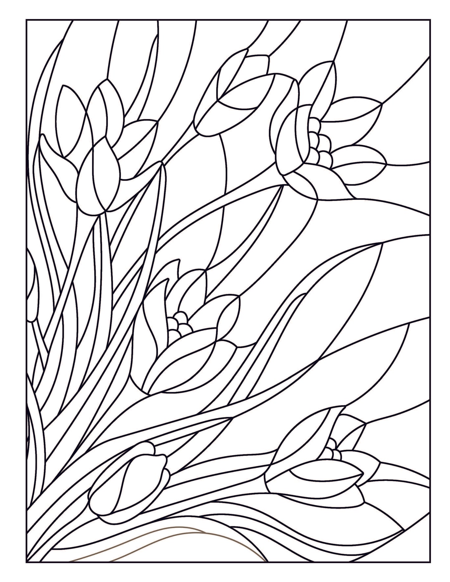 Stained Glass Coloring Book: Flower Designs