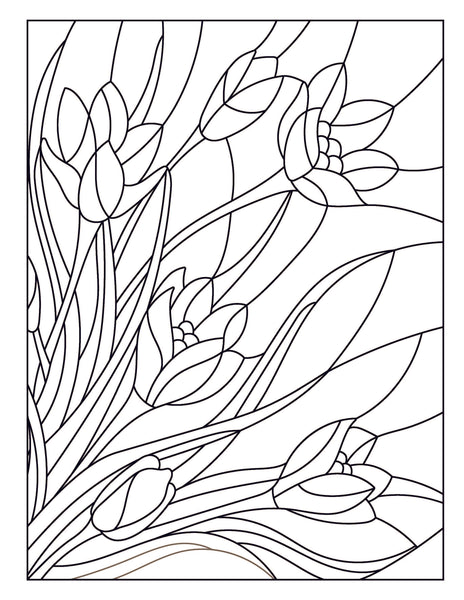 Stained Glass Coloring Book: Flower Designs