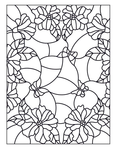 Stained Glass Coloring Book: Flower Designs