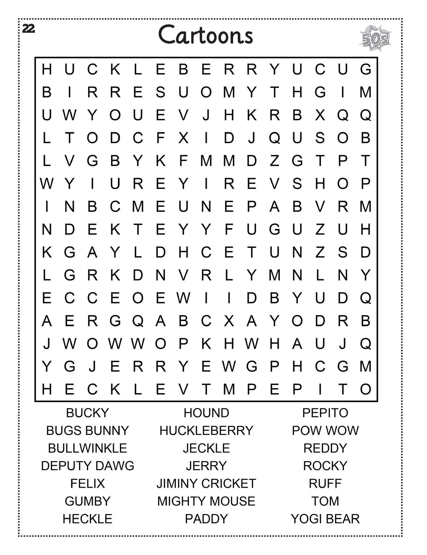1950s Word Search Puzzle Book