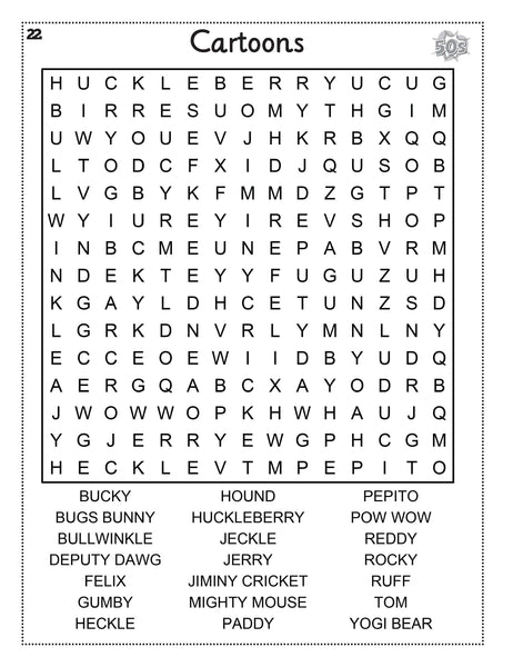 1950s Word Search Puzzle Book