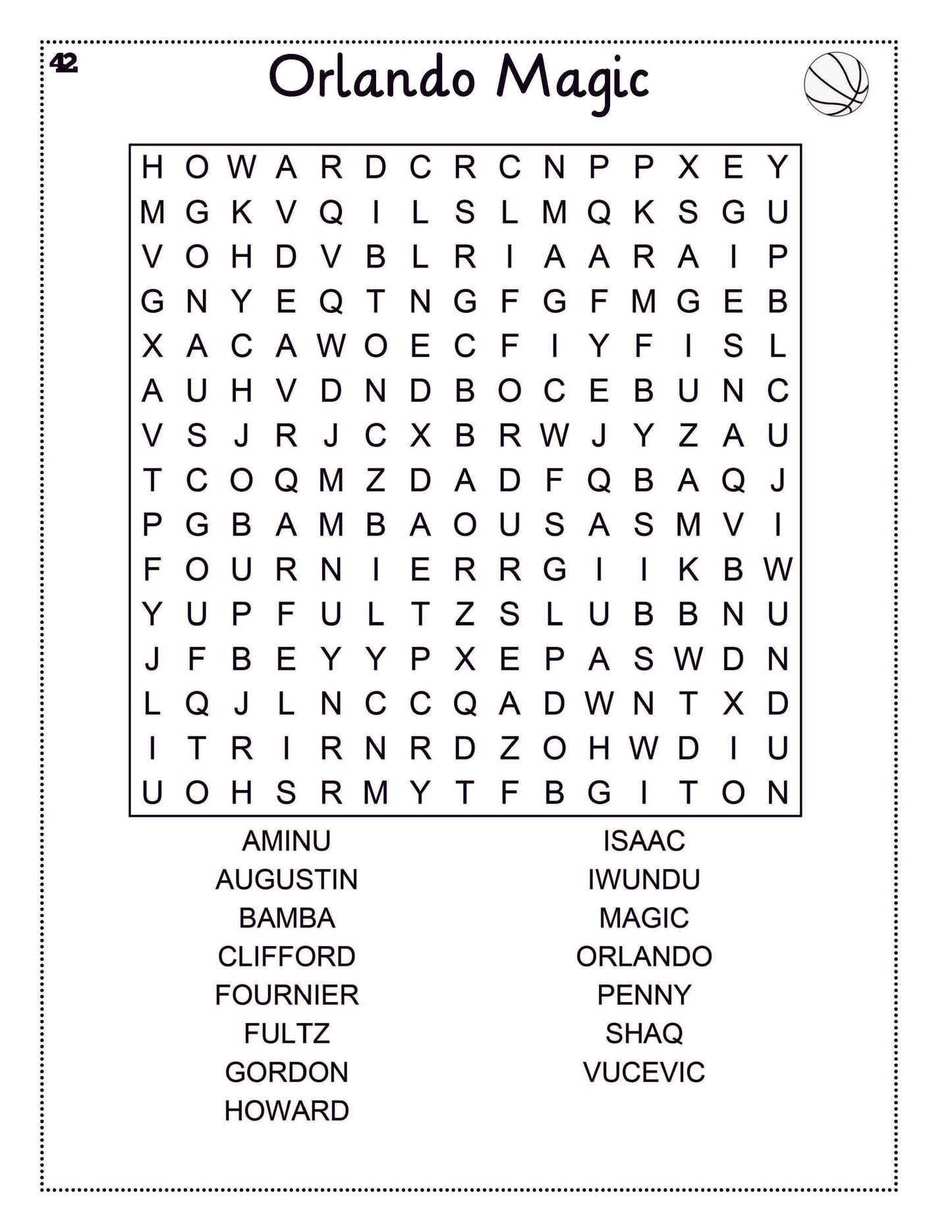 Basketball Word Search