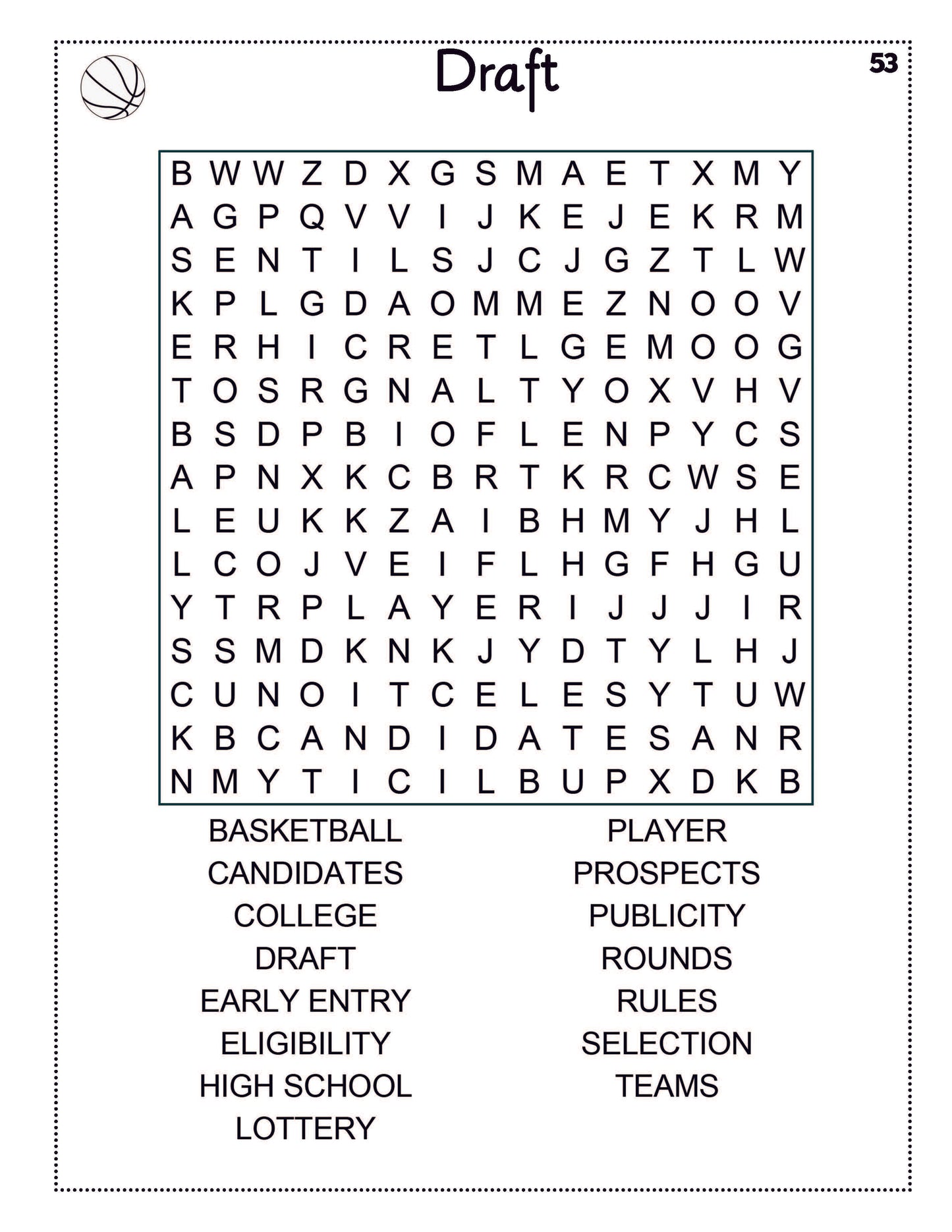 Basketball Word Search