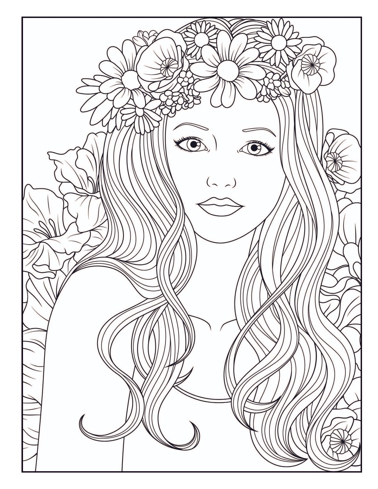 Beautiful Women Adult Coloring Book