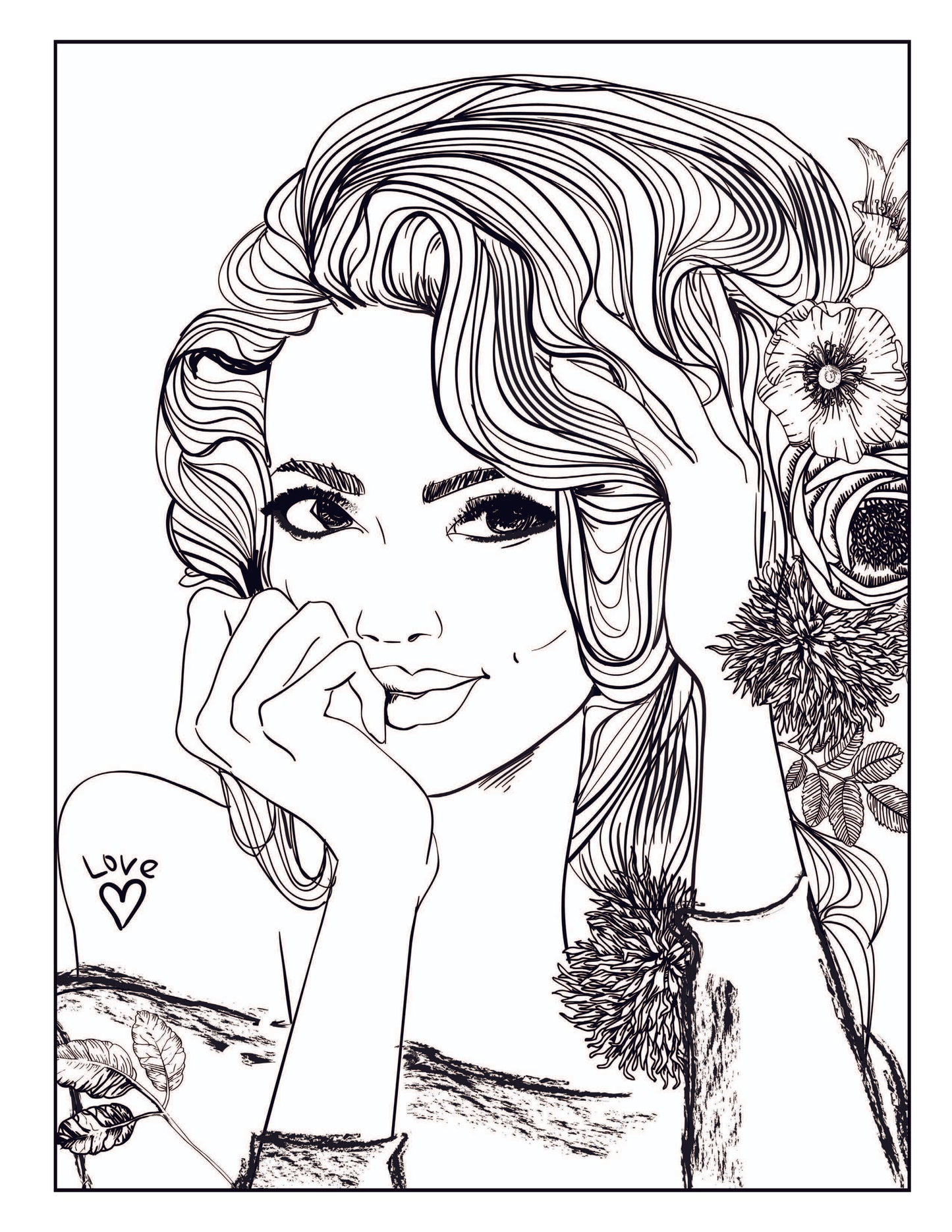 Beautiful Women Adult Coloring Book