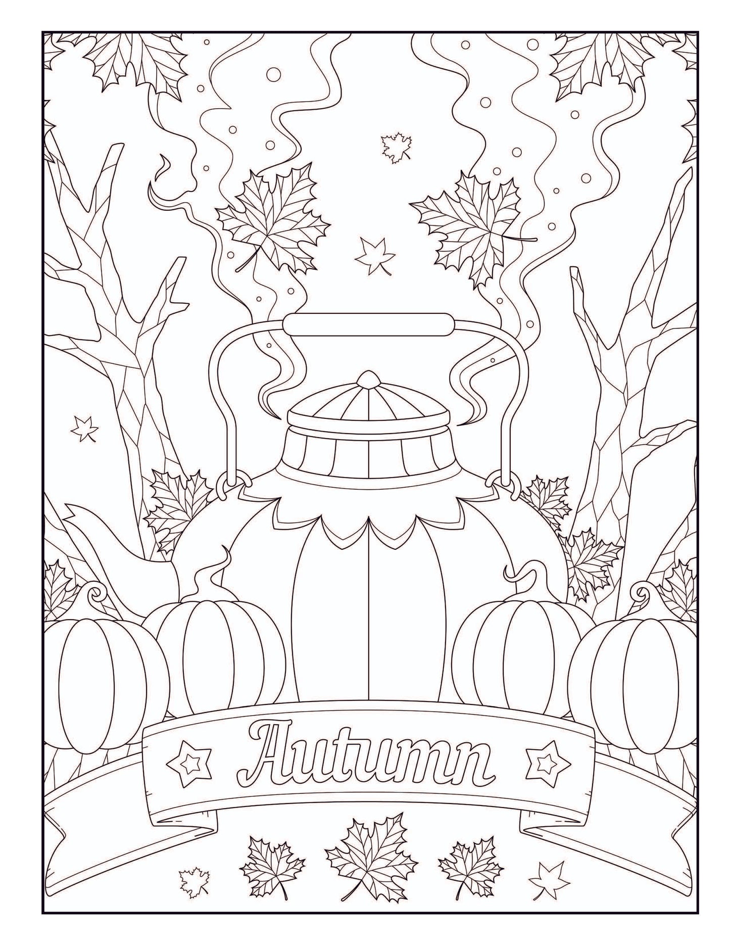Easy Autumn Coloring Book: Large Print Patterns