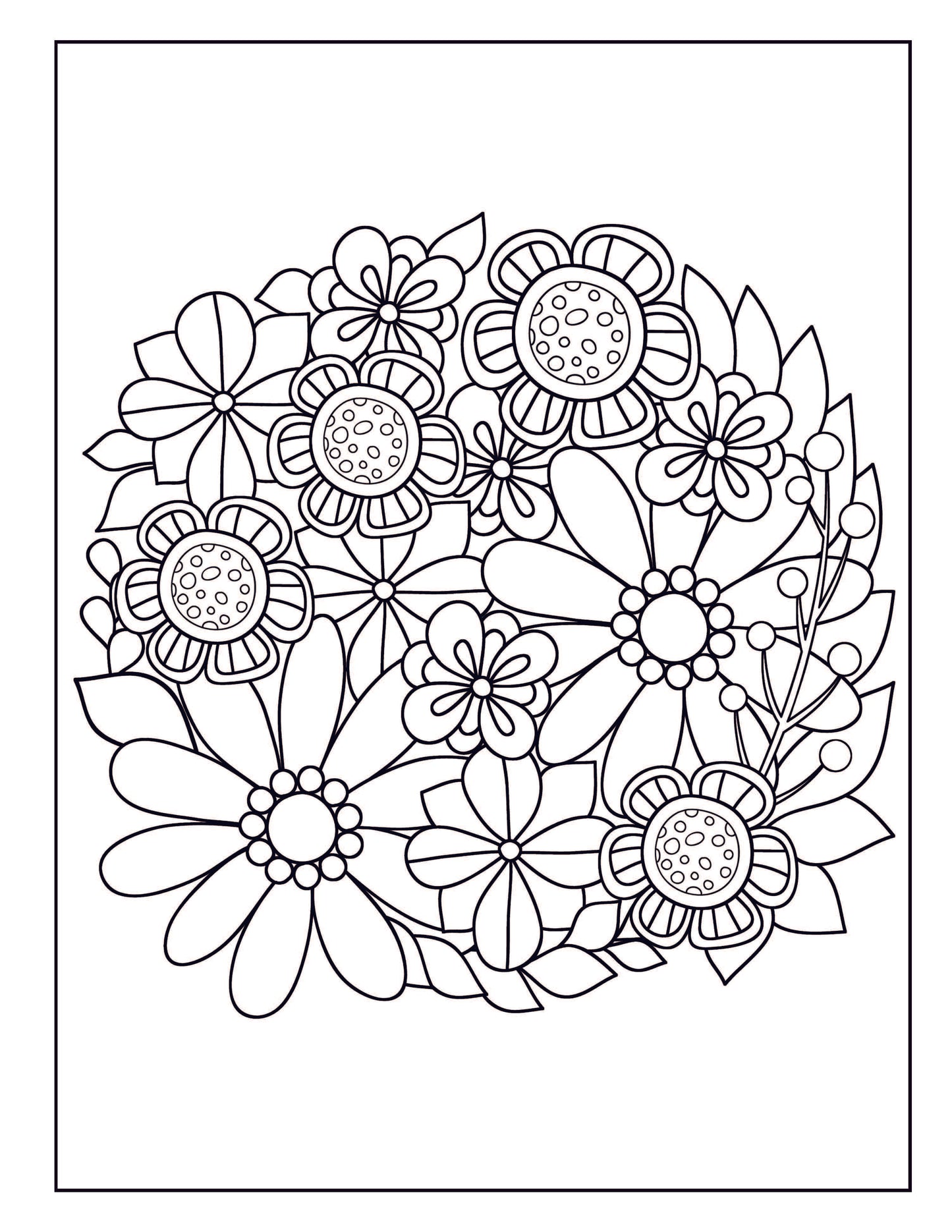 Large Print Coloring Book: Easy Flower Patterns