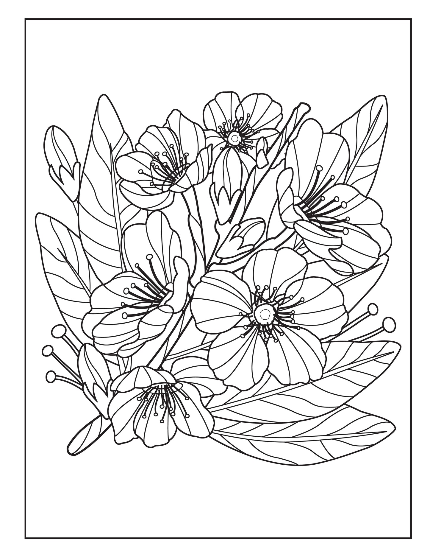 Large Print Coloring Book: Easy Flower Patterns