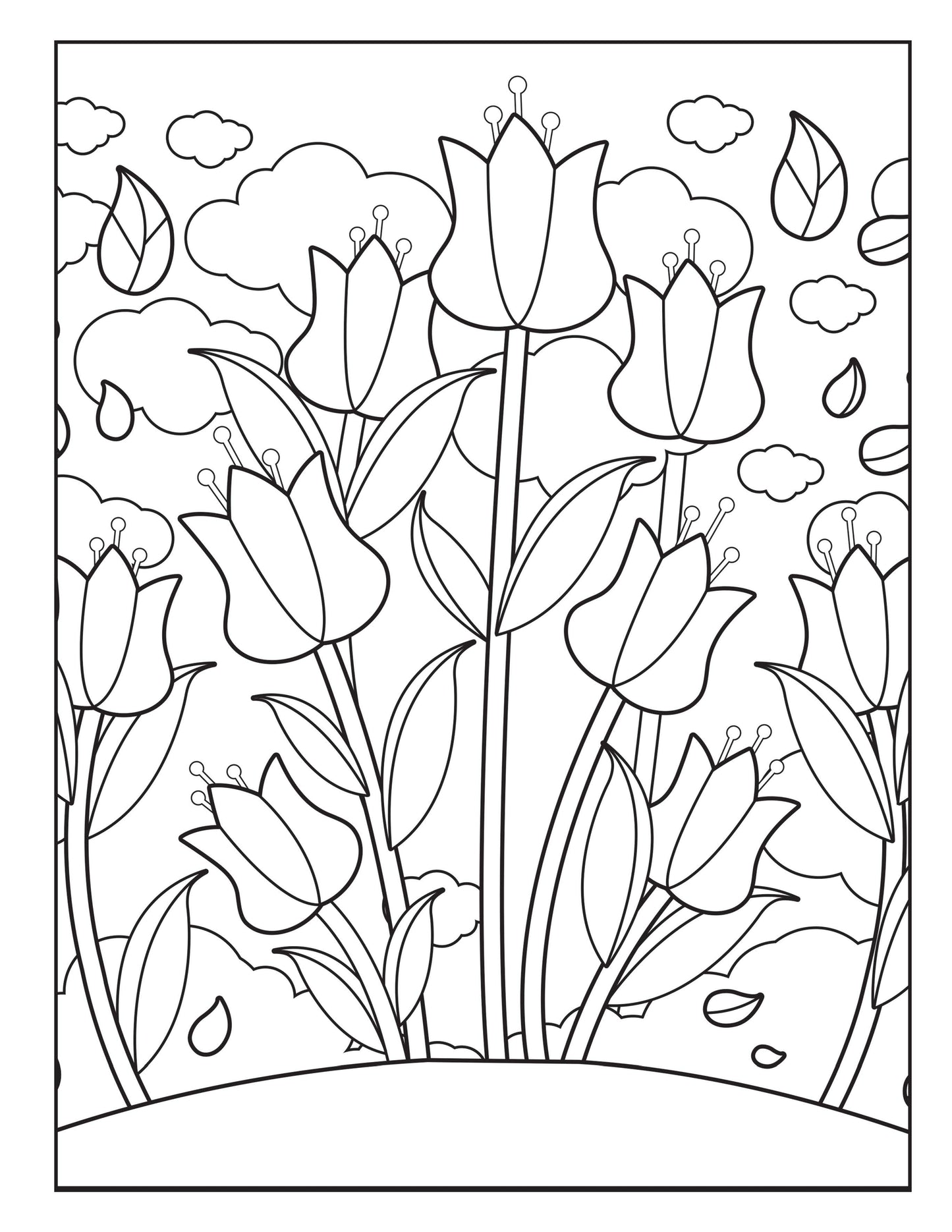 Large Print Coloring Book: Easy Flower Patterns