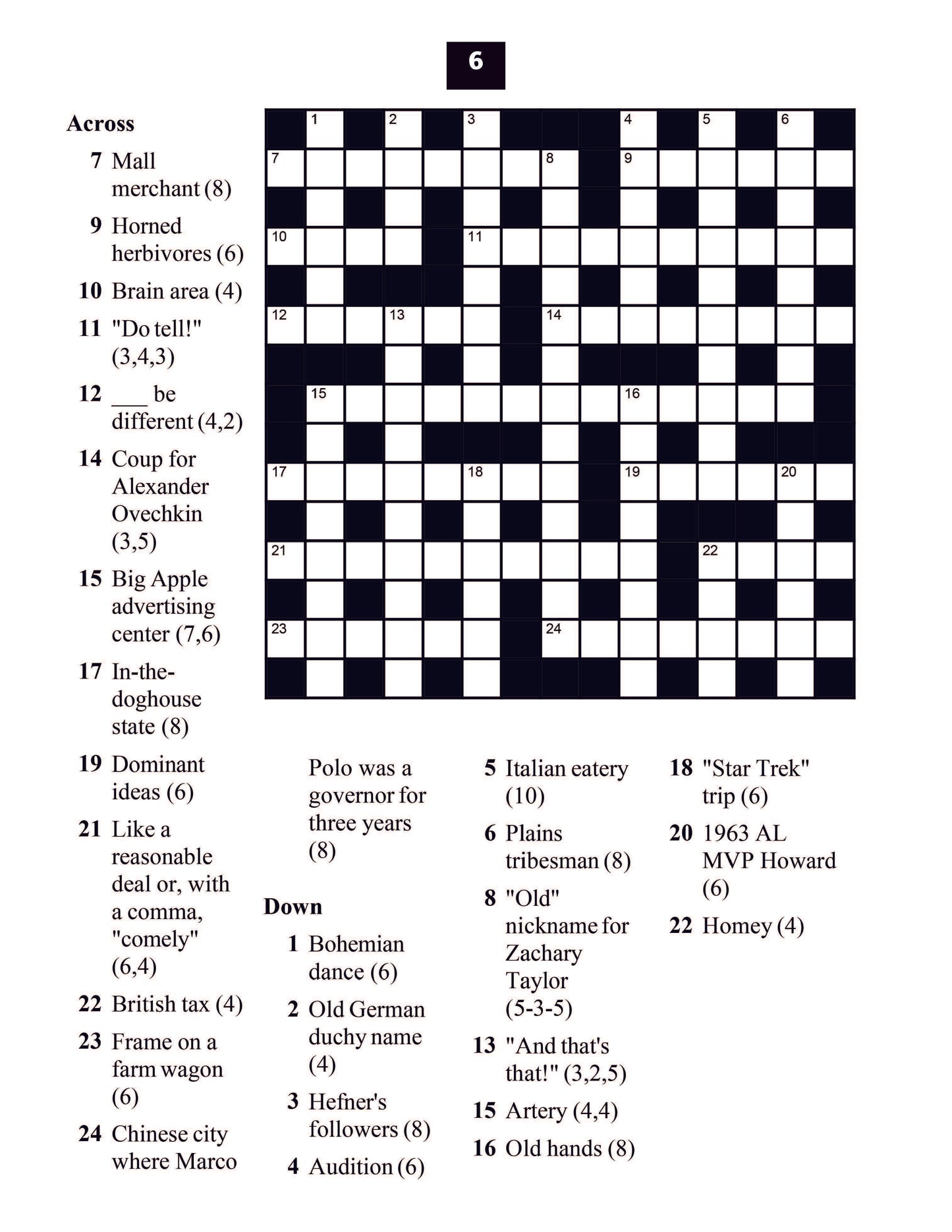 Crossword Puzzles Easy to Medium