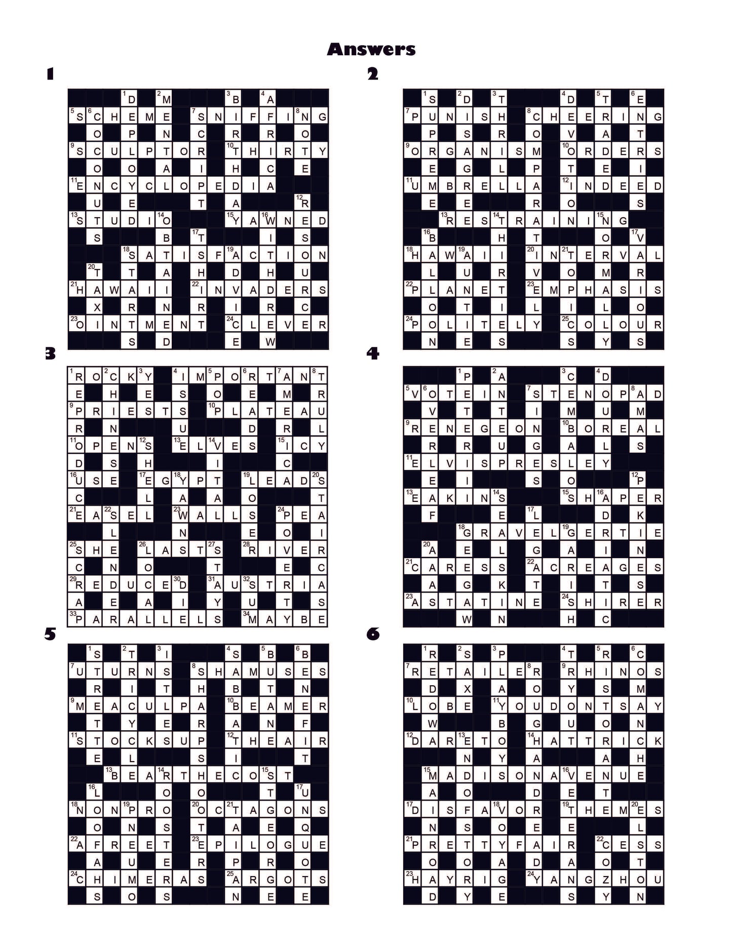 Crossword Puzzles Easy to Medium