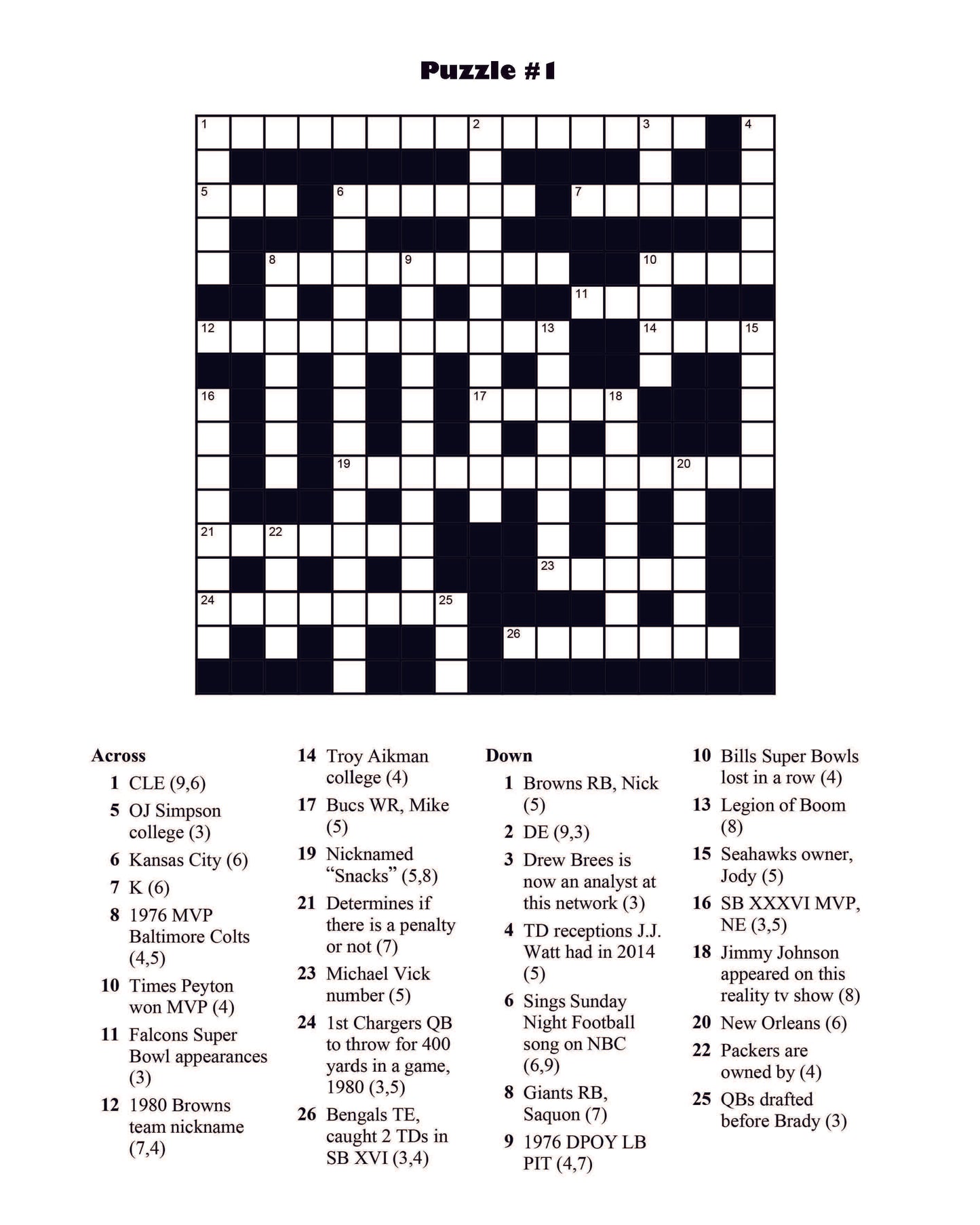 Football Crosswords: Test Your Knowledge of America's Most Popular Sport, All Football-Related Clues and Answers