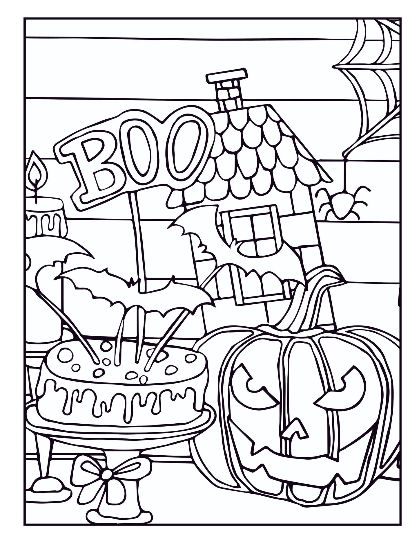 Large Print Coloring Book: Easy Halloween Designs