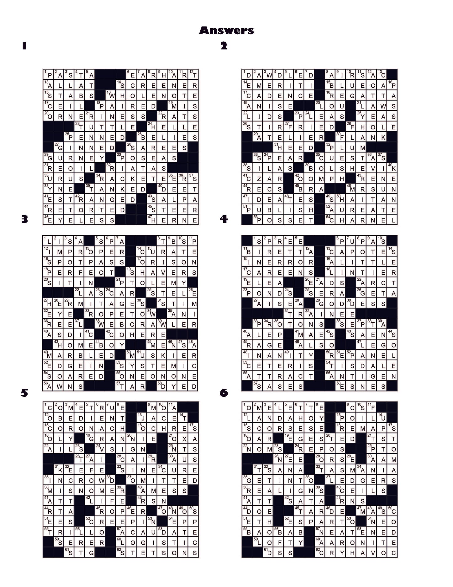 Hard Crossword Puzzles for Adults