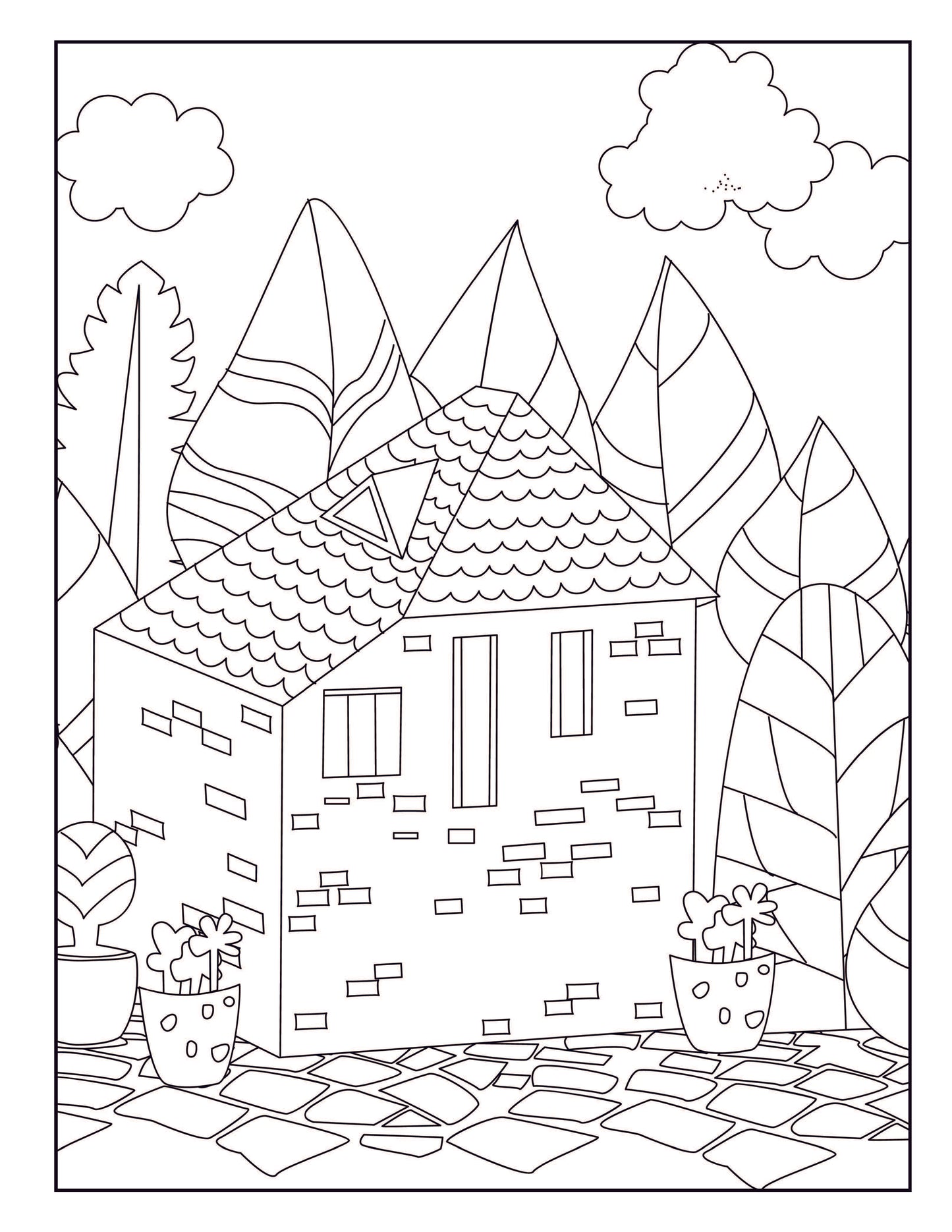 Large Print Coloring Book: Easy Home and Garden Designs for Adults