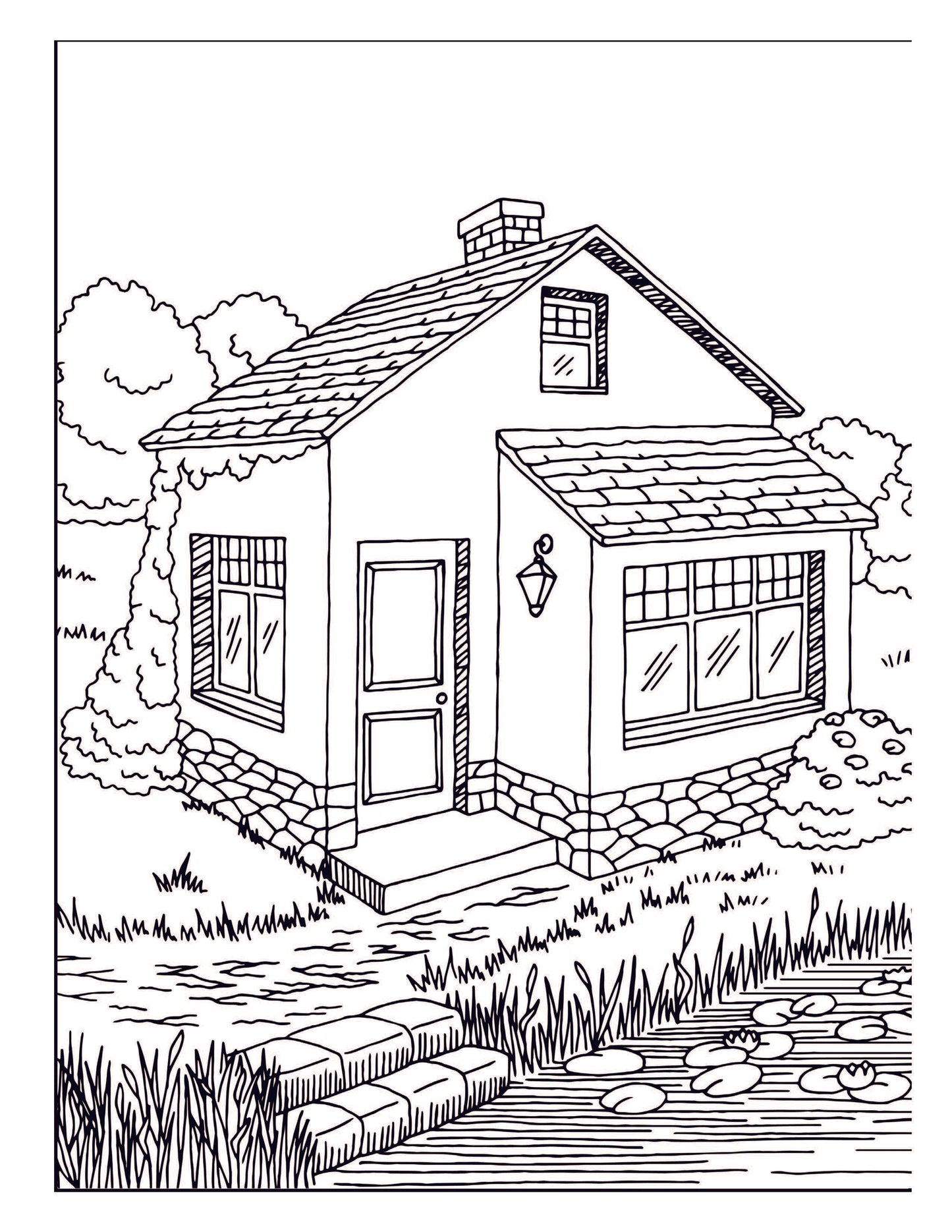 Large Print Coloring Book: Easy Home and Garden Designs for Adults