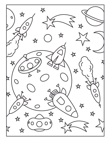 Space Coloring and Activity Book for Kids: Mazes, Coloring, Dot to Dot, Word Search, and More, Kids 4-8 (Kids Activity Books)