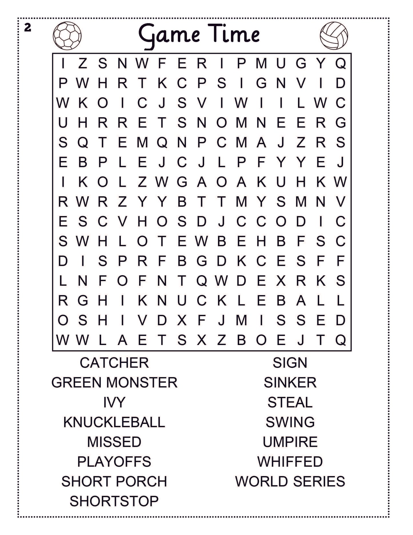 Sports Word Search