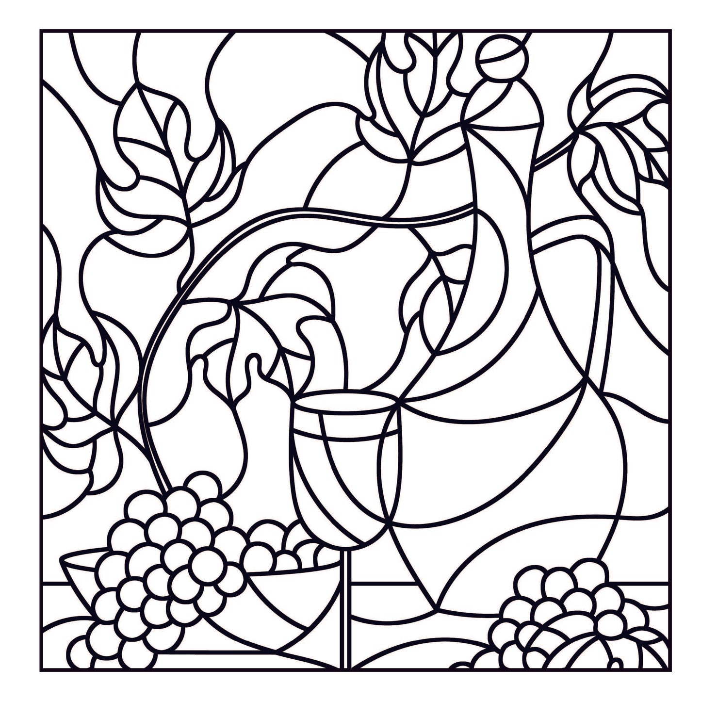 Stained Glass Large Print Coloring Book: Beautiful and Easy Designs for Adults