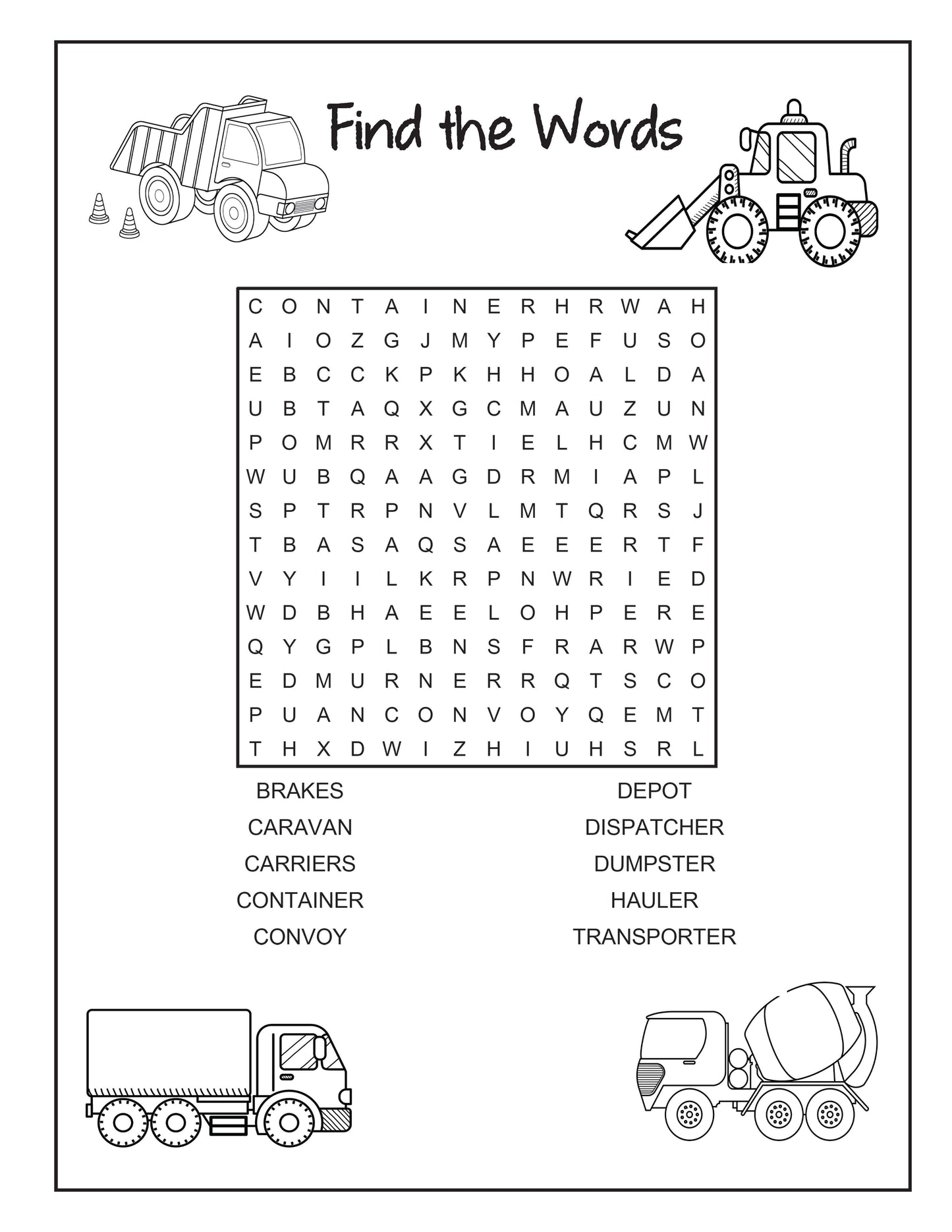 Truck Coloring and Activity Book for Kids (Kids Activity Books)