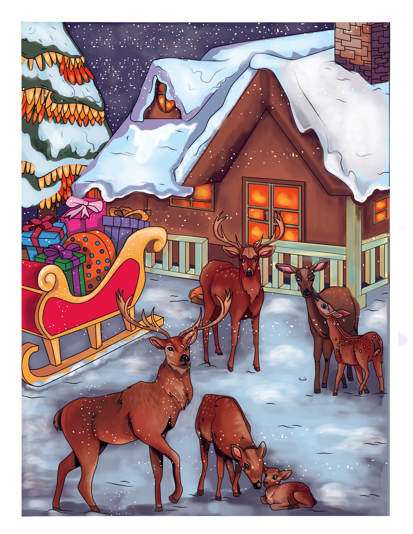 Easy Christmas Coloring Book: Large Print Designs