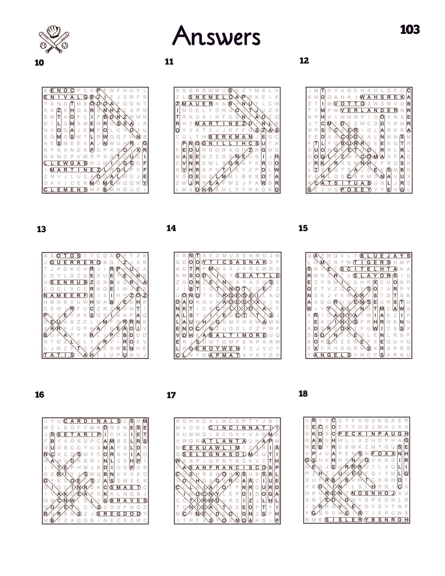 Baseball Word Search Large Print