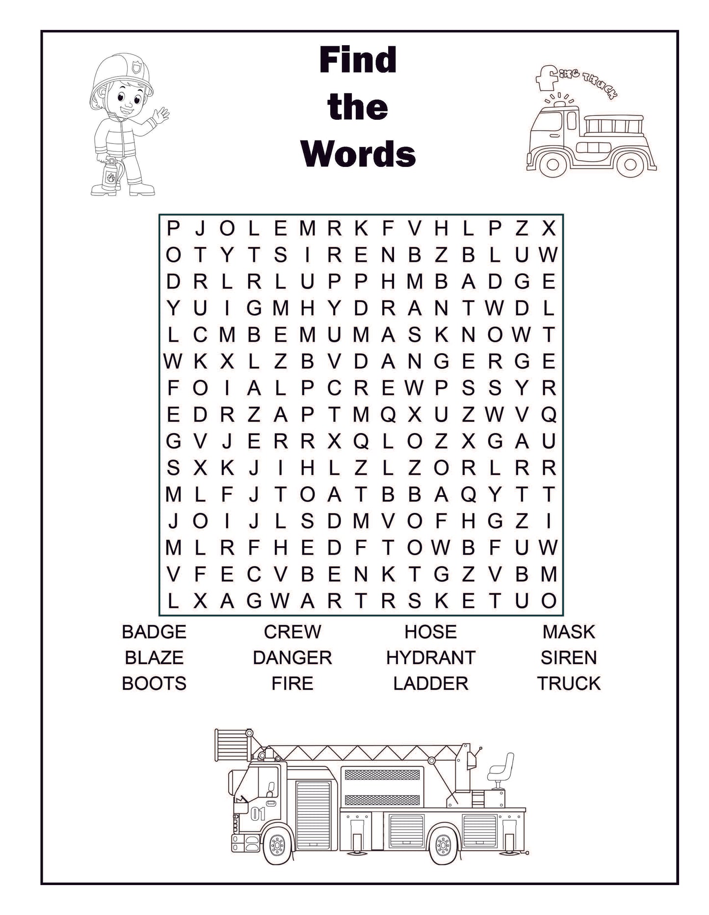 Fire Trucks Coloring Book: With Bonus Activity Pages