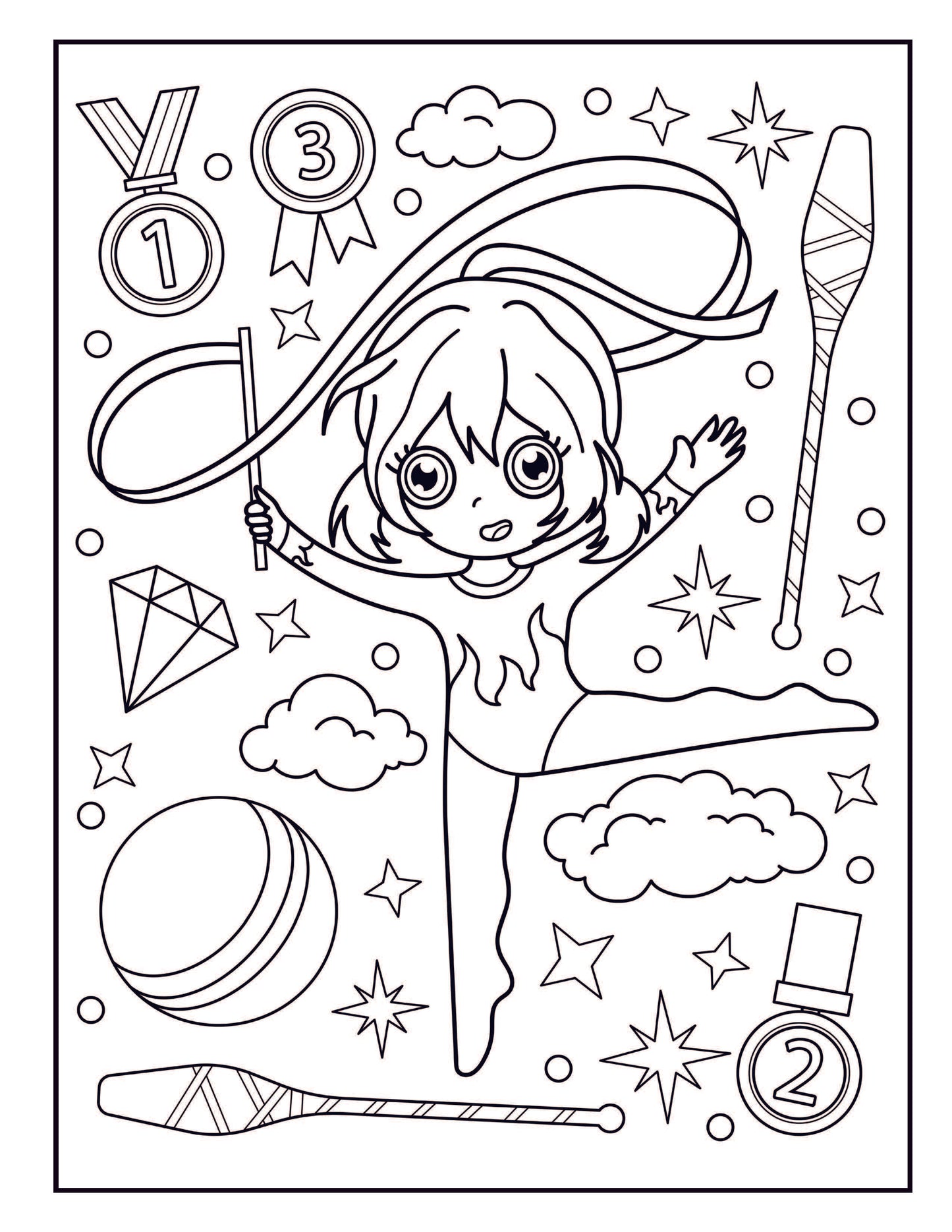 Gymnastics Coloring Book