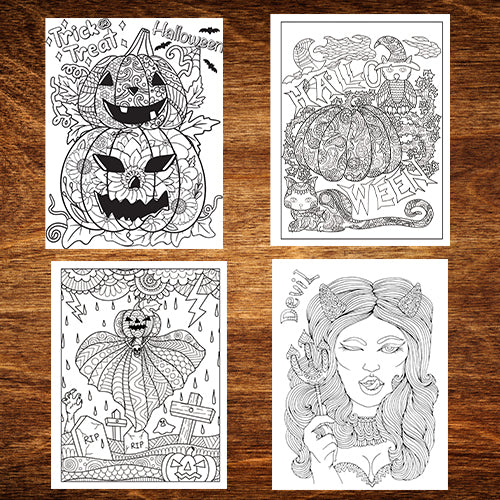 Halloween Adult Coloring Book -  Premium Expanded Edition