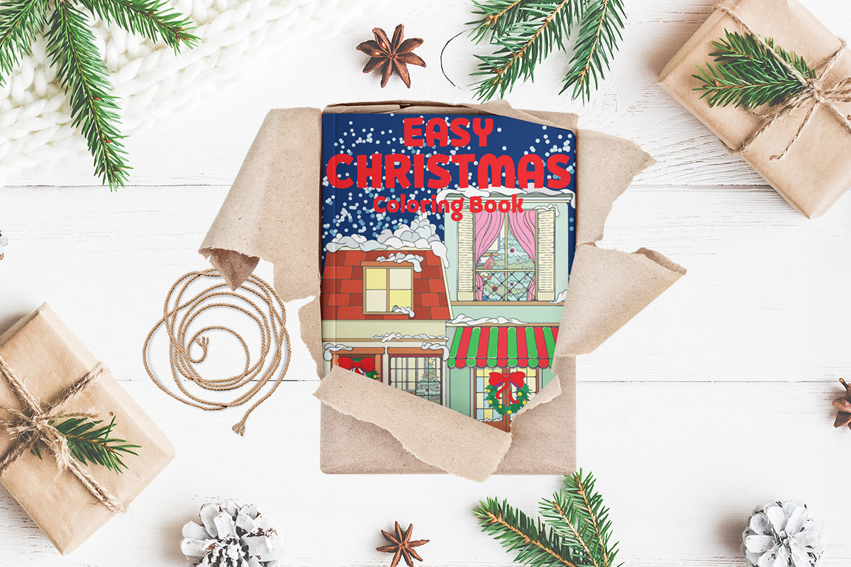 Easy Christmas Coloring Book: Large Print Designs