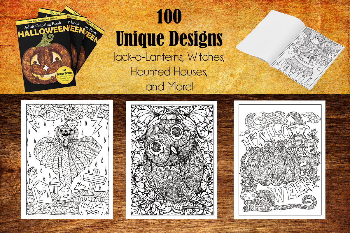 Halloween Adult Coloring Book -  Premium Expanded Edition