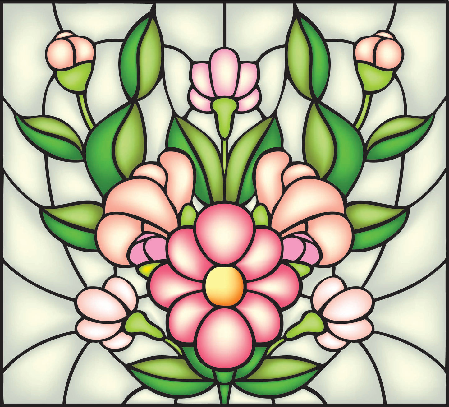 Stained Glass Large Print Coloring Book: Beautiful and Easy Designs for Adults