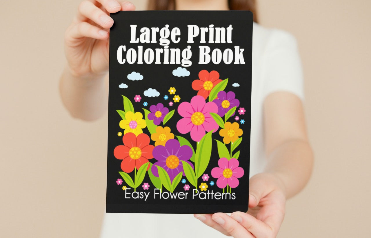 Large Print Coloring Book: Easy Flower Patterns