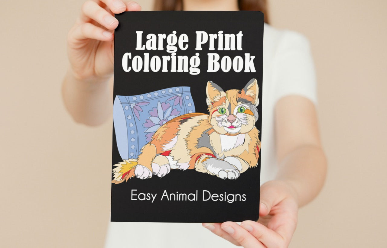 Large Print Coloring Book: Easy Animal Designs