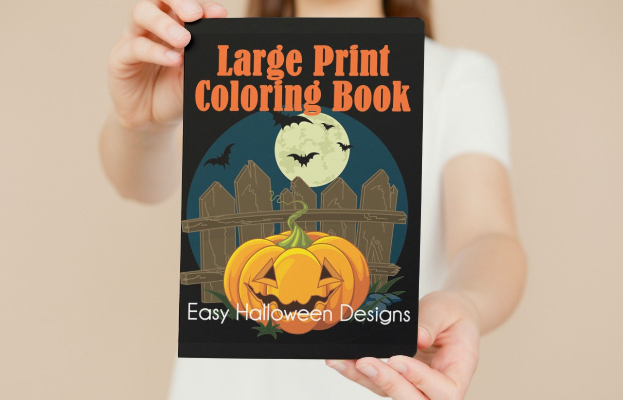 Large Print Coloring Book: Easy Halloween Designs