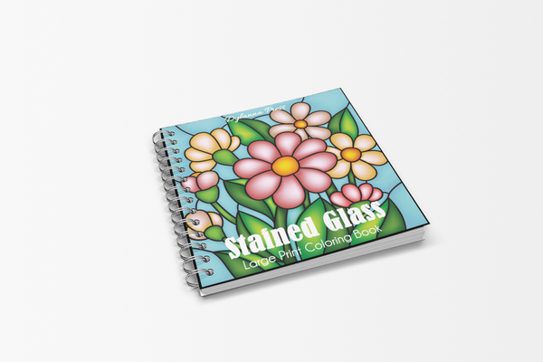 Stained Glass Large Print Coloring Book: Beautiful and Easy Designs for Adults