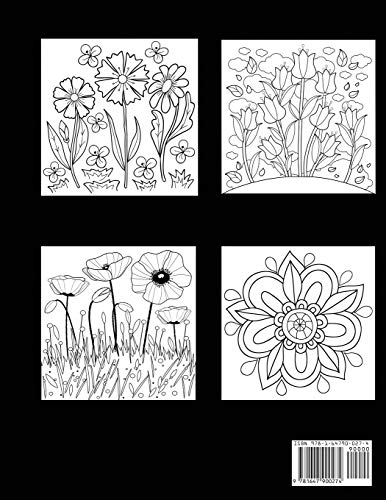 Large Print Coloring Book: Easy Flower Patterns
