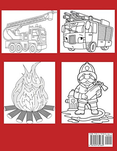 Fire Trucks Coloring Book: With Bonus Activity Pages