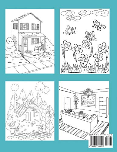 Large Print Coloring Book: Easy Home and Garden Designs for Adults